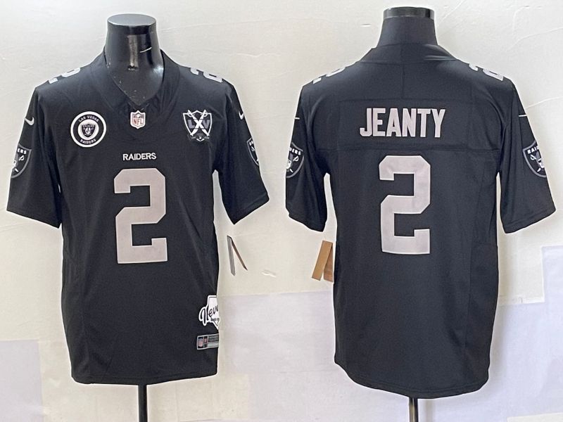 Men 2025 Oakland Raiders 2 Jeanty Black Throwback Three generations Nike Limited NFL Jersey style 2